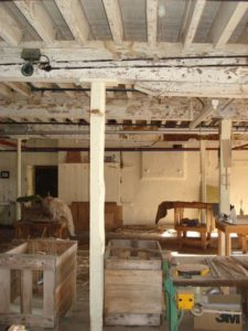 Old Kirk Mill, From middle of room view towards wheel chamber, 2010
