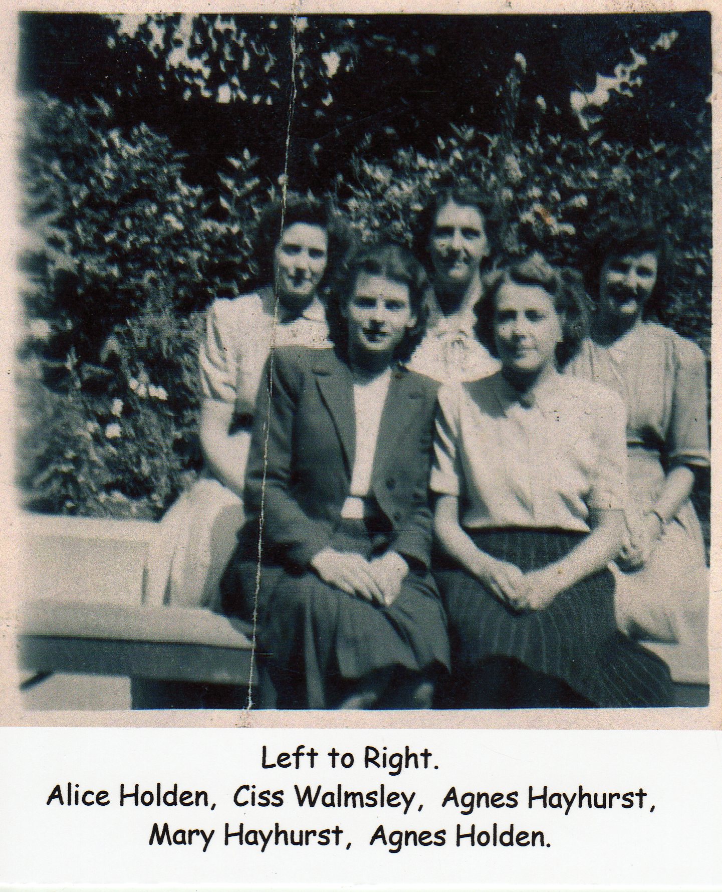 Berry's Ladies, Alice Holden, Ciss Walmsley, Agnes Hayhurst, Mary Hayhurst, Agnes Holden